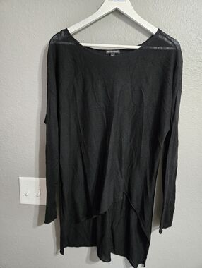 Eileen Fisher Black Tunic Merino Wool Blend Size Large